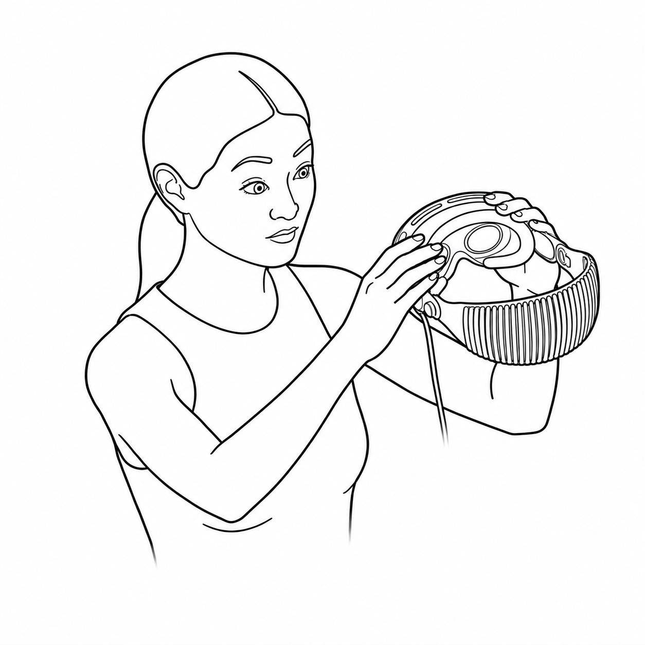 Person holding Vision Pro and raising their eyebrows